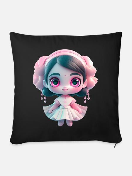 kawaii girl - Sofakissenbezug 45 x 45 cm - Schwarz