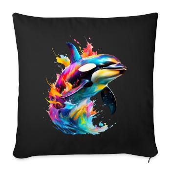 Painted Orca - Sofa pillowcase 17,3'' x 17,3'' (45 x 45 cm) - black - Front