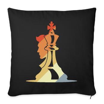 Croquis de joueur d’échecs rétro - Housse de coussin décorative 45 x 45 cm - noir - Devant