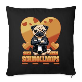 Carlin boudeur - Housse de coussin décorative 45 x 45 cm - noir - Devant