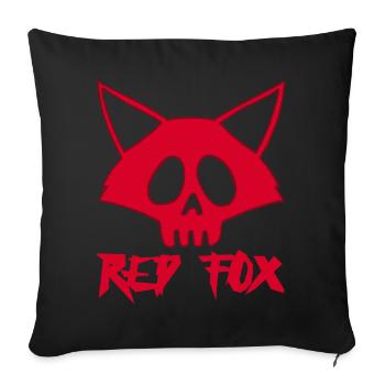 Crâne de renard rouge - Housse de coussin décorative 45 x 45 cm - noir - Devant