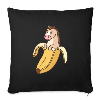 Funny Horse In Banana - Sofa pillowcase 17,3'' x 17,3'' (45 x 45 cm) - black - Front