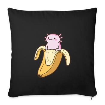 Funny Axolotl In Banana - Sofa pillowcase 17,3'' x 17,3'' (45 x 45 cm) - black - Front