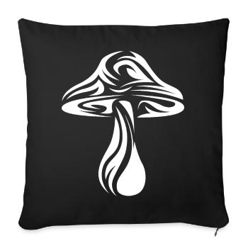 Mushroom Illustration - Pattern of Nature - Sofa pillowcase 17,3'' x 17,3'' (45 x 45 cm) - black - Front