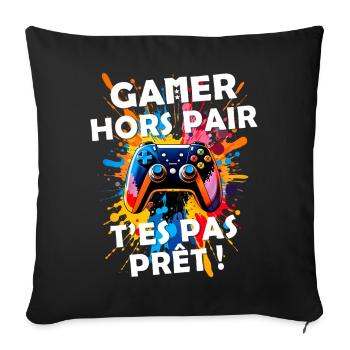 Gamer passionné de jeux vidéo console geek gaming - Housse de coussin décorative 45 x 45 cm - noir - Devant