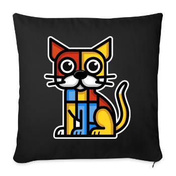 Buntes stilisiertes Bild eines Hundes - Sofakissenbezug 45 x 45 cm - Schwarz - Vorne