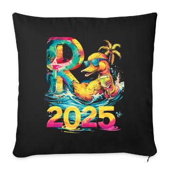 Pension 2025 Duck Pensioner Retired Funny - Sofa pillowcase 17,3'' x 17,3'' (45 x 45 cm) - black - Front