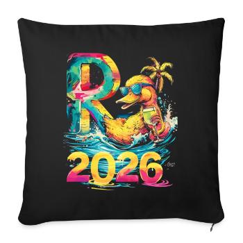 Pension 2026 Duck Pensioner Retired Funny - Sofa pillowcase 17,3'' x 17,3'' (45 x 45 cm) - black - Front