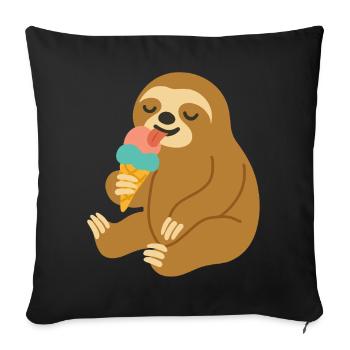 Happy Sloth with Cream – Summer Mood Motif - Sofa pillowcase 17,3'' x 17,3'' (45 x 45 cm) - black - Front