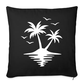 Silhouette de palmier coucher de soleil tropical - Housse de coussin décorative 45 x 45 cm - noir - Devant
