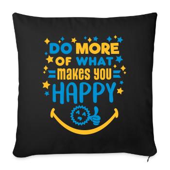 Make Happy (Schriftzug, Sterne) - Sofakissenbezug 45 x 45 cm - Schwarz - Vorne