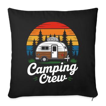 Retro Camping Crew Caravan - Sofa pillowcase 17,3'' x 17,3'' (45 x 45 cm) - black - Front