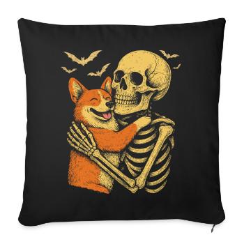 Halloween Cute Skeleton Cuddly Corgi - Sofa pillowcase 17,3'' x 17,3'' (45 x 45 cm) - black - Front