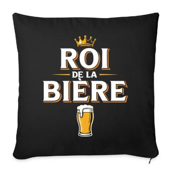 Roi De La Bière Couple Humour Apéro - Housse de coussin décorative 45 x 45 cm - noir - Devant