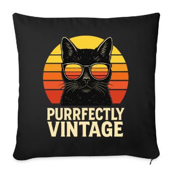 Purrfectly Vintage Cat with Glasses - Sofa pillowcase 17,3'' x 17,3'' (45 x 45 cm) - black - Front