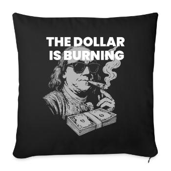 Weak Dollar - Ben Franklin is smoking dollars - Sofa pillowcase 17,3'' x 17,3'' (45 x 45 cm) - black - Front