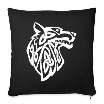 Loup blanc viking - Housse de coussin décorative 45 x 45 cm - noir - Devant