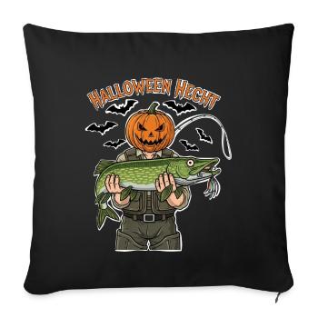 Tête de citrouille brochet d’Halloween - Housse de coussin décorative 45 x 45 cm - noir - Devant