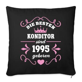 Anniversaire 1995 Confiseur Vintage 95 Chef pâtissier - Housse de coussin décorative 45 x 45 cm - noir - Devant