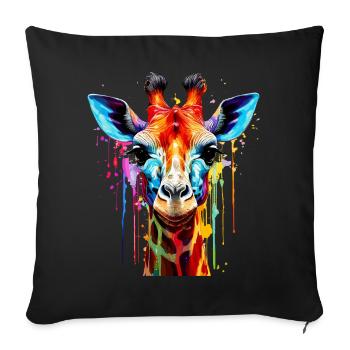 Vibrant Giraffe Color Explosion - Sofa pillowcase 17,3'' x 17,3'' (45 x 45 cm) - black - Front