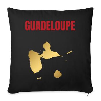 T-shirt Guadeloupe carte dorée Antilles - Housse de coussin décorative 45 x 45 cm - noir - Devant