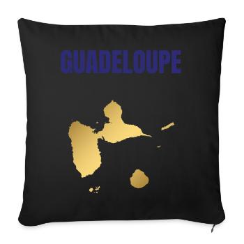 T-shirt Guadeloupe carte dorée Antilles - Housse de coussin décorative 45 x 45 cm - noir - Devant