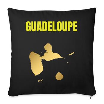 T-shirt Guadeloupe carte dorée Antilles - Housse de coussin décorative 45 x 45 cm - noir - Devant