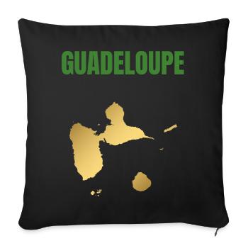 T-shirt Guadeloupe carte dorée Antilles - Housse de coussin décorative 45 x 45 cm - noir - Devant