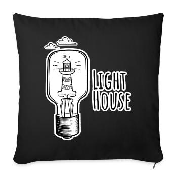 Leutchtturm in einer Glühbirne - Light-House - Sofa pillowcase 17,3'' x 17,3'' (45 x 45 cm) - black - Front