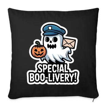 Postman Boo – Spooky Cute Halloween Ghost Delivery - Sofa pillowcase 17,3'' x 17,3'' (45 x 45 cm) - black - Front