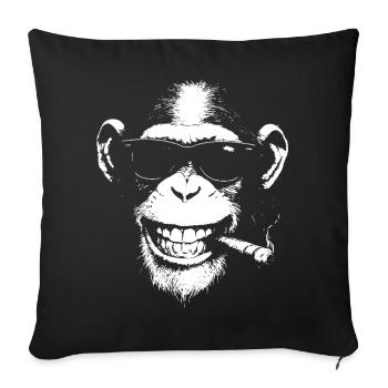 Lächelnder Affe mit Sonnenbrille und Zigarre - Sofakissenbezug 45 x 45 cm - Schwarz - Vorne