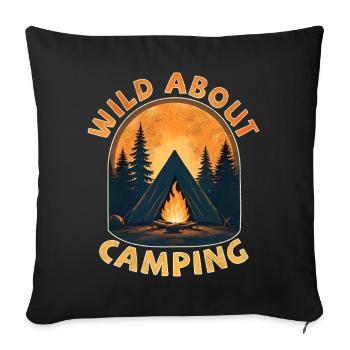 Wild about camping - Sofa pillowcase 17,3'' x 17,3'' (45 x 45 cm) - black - Front