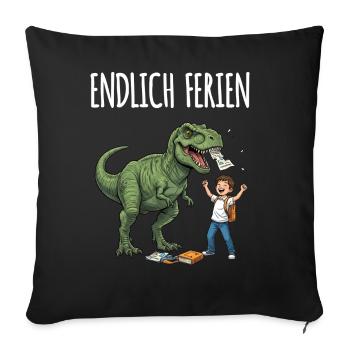 Enfin, le fun des dinos de Noël - Housse de coussin décorative 45 x 45 cm - noir - Devant