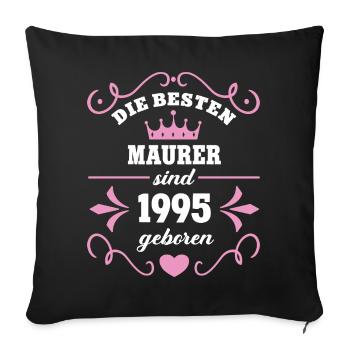 Maçon Anniversaire Vintage 1995 Né 95 - Housse de coussin décorative 45 x 45 cm - noir - Devant