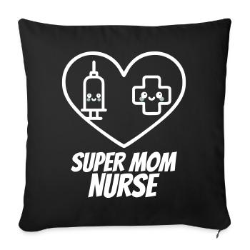 Super Maman Infirmière – Médecine cardiaque - Housse de coussin décorative 45 x 45 cm - noir - Devant