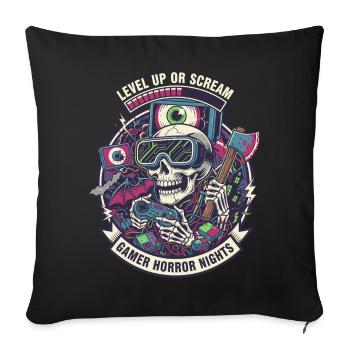 Level Up Screams Gamer Night - Sofa pillowcase 17,3'' x 17,3'' (45 x 45 cm) - black - Front
