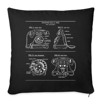 Retro Rotary Phone Blueprint - Sofa pillowcase 17,3'' x 17,3'' (45 x 45 cm) - black - Front