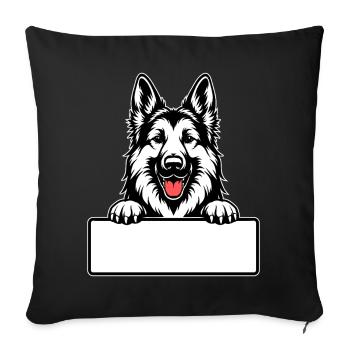 German Shepherd with Name Tag - Sofa pillowcase 17,3'' x 17,3'' (45 x 45 cm) - black - Front