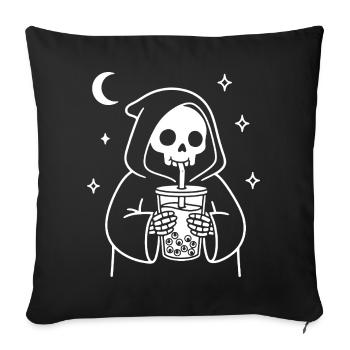 Grim Reaper with Bubble-Eye Tea - Sofa pillowcase 17,3'' x 17,3'' (45 x 45 cm) - black - Front