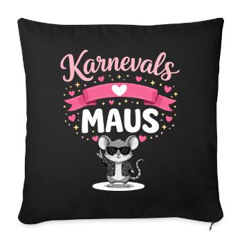 Karnevalsmaus Köln Damen Pink Alaaf Fasching - Sofakissenbezug 45 x 45 cm - Schwarz - Vorne