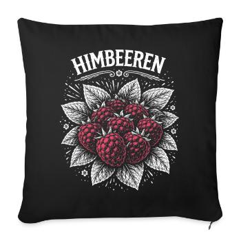 Raspberries Illustration Pink Print - Sofa pillowcase 17,3'' x 17,3'' (45 x 45 cm) - black - Front