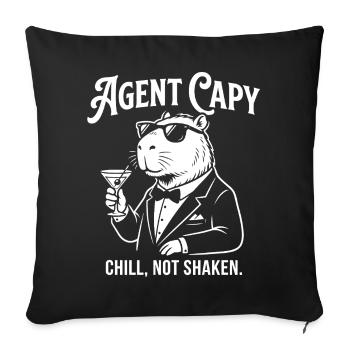 Agent Capybara - Cooles Meerschweinchen Spy - Sofakissenbezug 45 x 45 cm - Schwarz - Vorne