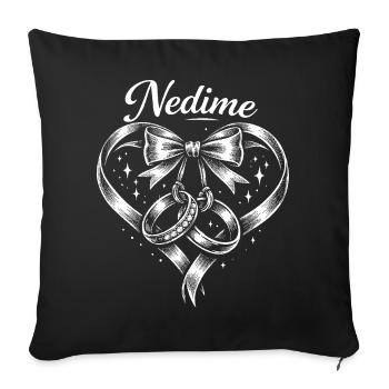 Nedime Heart Rings Bow Motif - Sofa pillowcase 17,3'' x 17,3'' (45 x 45 cm) - black - Front