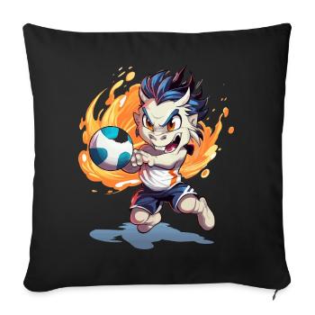 Flame Dragon Soccer Kick - Sofa pillowcase 17,3'' x 17,3'' (45 x 45 cm) - black - Front
