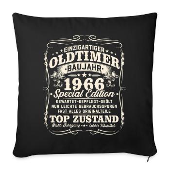 60. Geburtstag 1966 Oldtimer Geschenk Retro - Sofakissenbezug 45 x 45 cm - Schwarz - Vorne