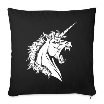 Rage Unicorn – Roaring Unicorn Head - Sofa pillowcase 17,3'' x 17,3'' (45 x 45 cm) - black - Front