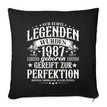 Cadeau d’anniversaire Born Legends du Vintage 1987 - Housse de coussin décorative 45 x 45 cm - noir - Devant