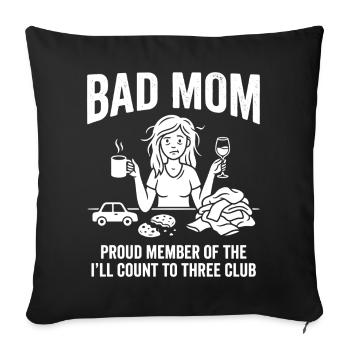 Bad Mom Proud Membre Club des Mamans Drôles - Housse de coussin décorative 45 x 45 cm - noir - Devant