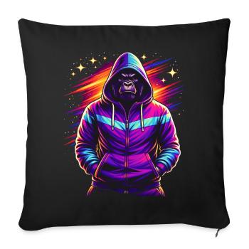 Neon Gorilla 80s Retro Style - Sofa pillowcase 17,3'' x 17,3'' (45 x 45 cm) - black - Front
