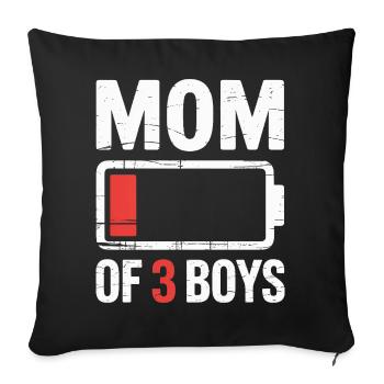 Mom of 3 Boys Battery Low - Sofa pillowcase 17,3'' x 17,3'' (45 x 45 cm) - black - Front
